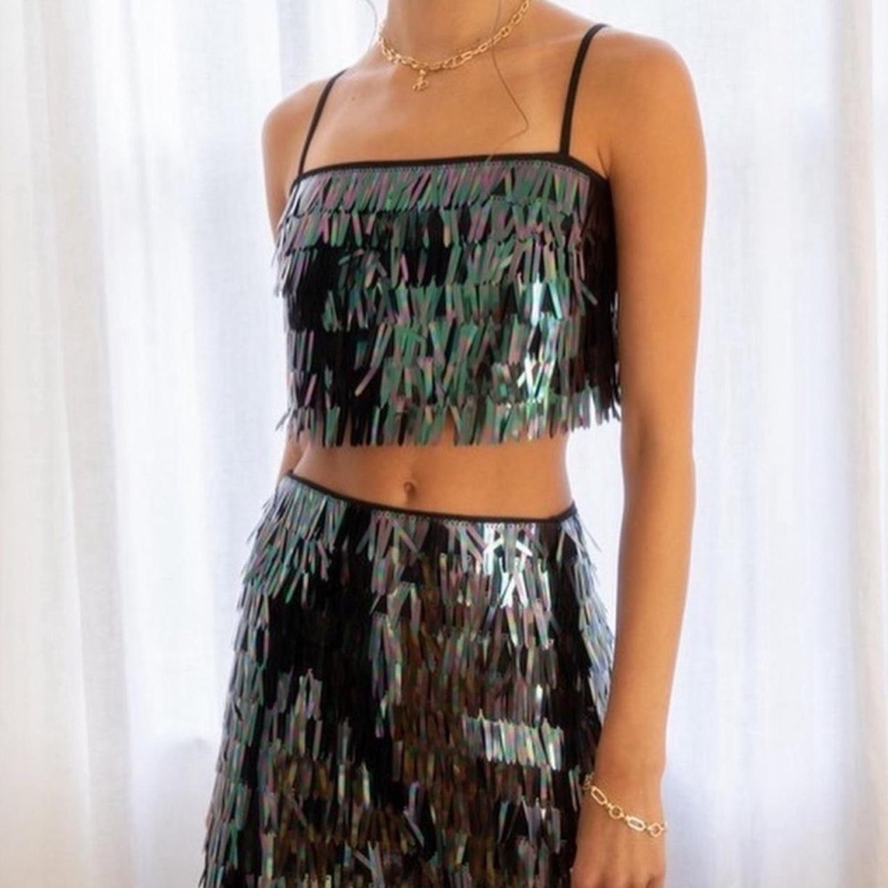 House Of Harlow Sequin Crop Top Size Large